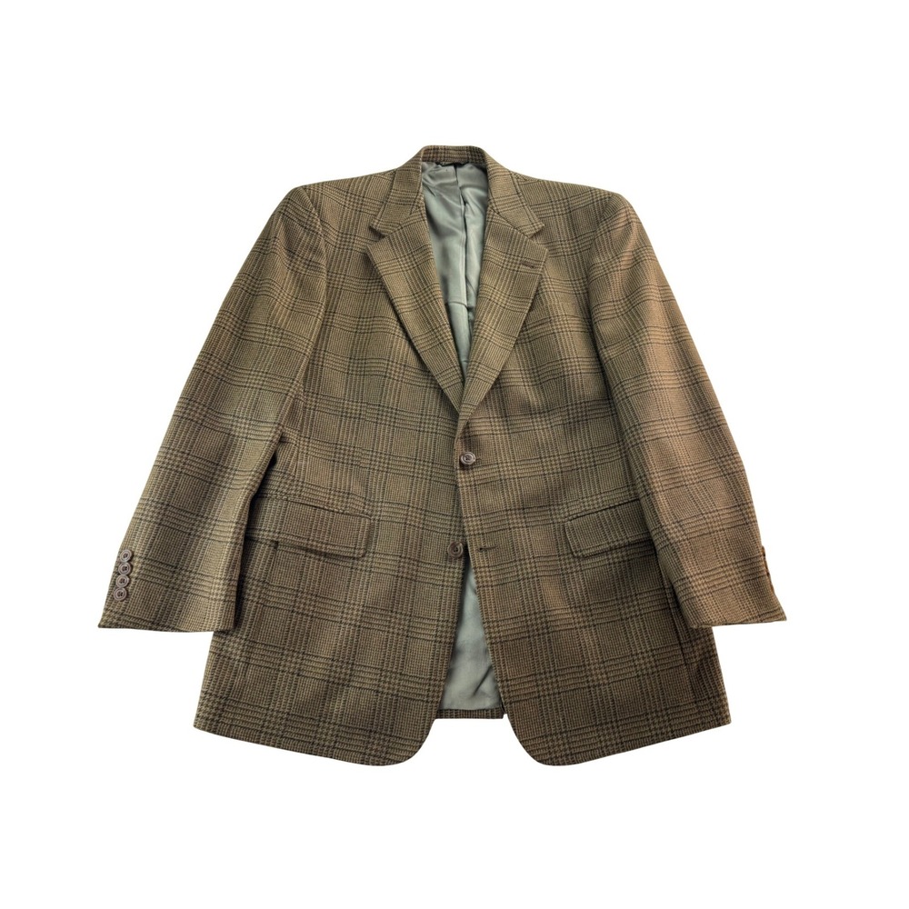 Austin Reed London England Plaid Blazer Men's 40R Tailored Brown Wool Sport Coat